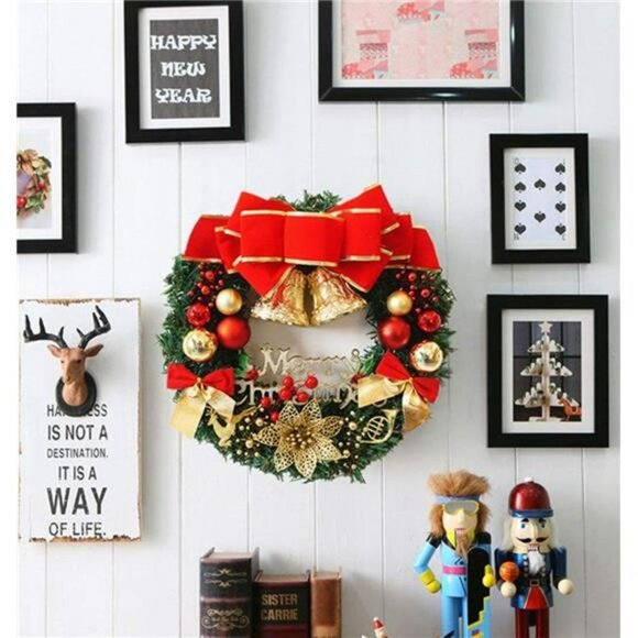 Small Christmas Wreath (11.8 Inch / 30 cm) for Front Door Wall Window Artificial - Picture 3 of 7